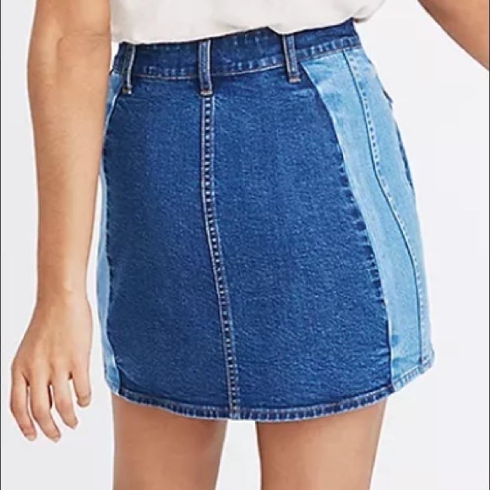 Madewell Stretch Denim Straight Mini Skirt: Pieced Edition - Size 25 - Picture 3 of 4